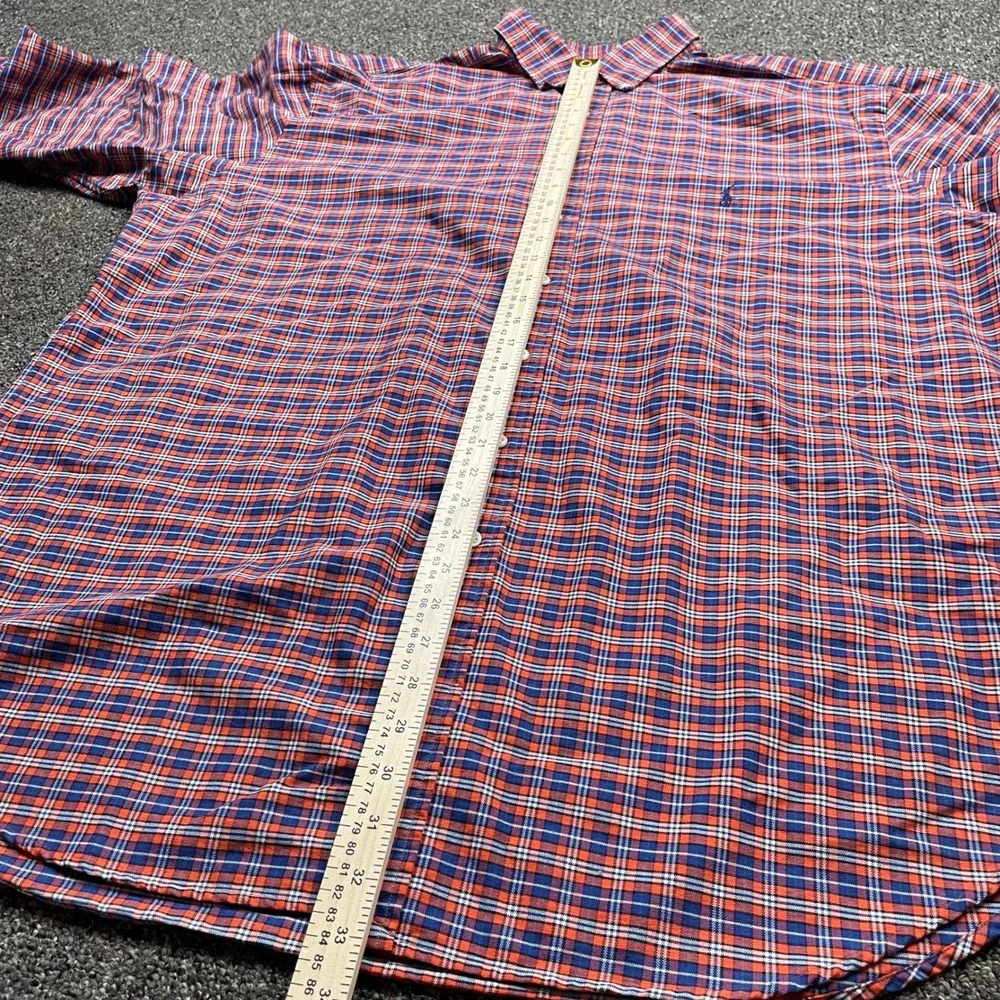 Polo Ralph Lauren Plaid Button Down Shirt Mens 2XLT Tall Orange Blue Cotton